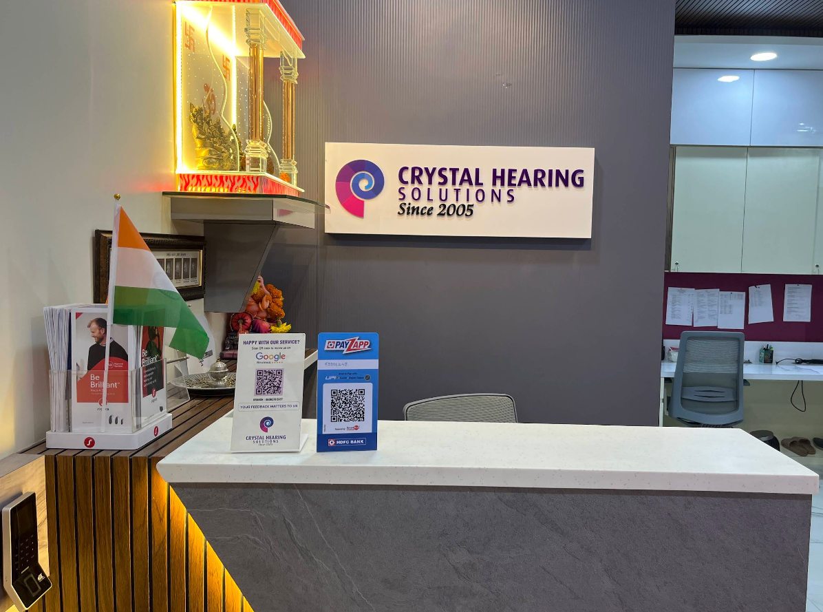 Image of Crystal Hearing Solutions' Hearing Aid Clinic in Andheri East. An authorized Signia, Phonak, ReSound & Widex Partner. Serving Andheri, Juhu, Versova, Chakala, Saki Naka, Jogeshwari For 20+ Years.